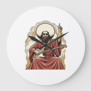 Vintage-Radierer-Gitarrist-Vektor-Art-Shirt_1 Große Wanduhr