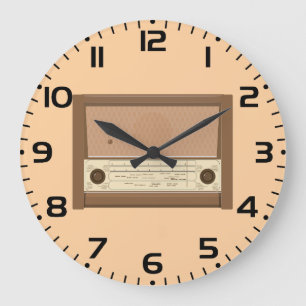 Vintage-Radio aus Holz von 1940er Retro-Stil Große Wanduhr