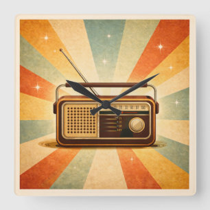 Vintage Radio Retro Sonnenstrahl Wanduhr