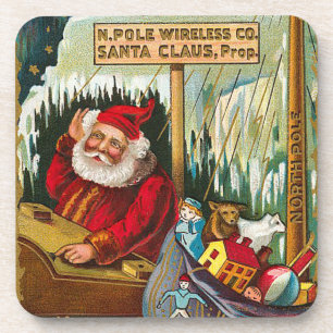 Vintage Radio Santa Set aus Kork-Untersetzern Getränkeuntersetzer