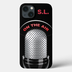 Vintage-Radiomikrofon auf Sendung in Schwarz Silbe Case-Mate iPhone Hülle