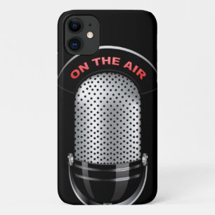 Vintage-Radiomikrofon auf Sendung schwarz silber r Case-Mate iPhone Hülle