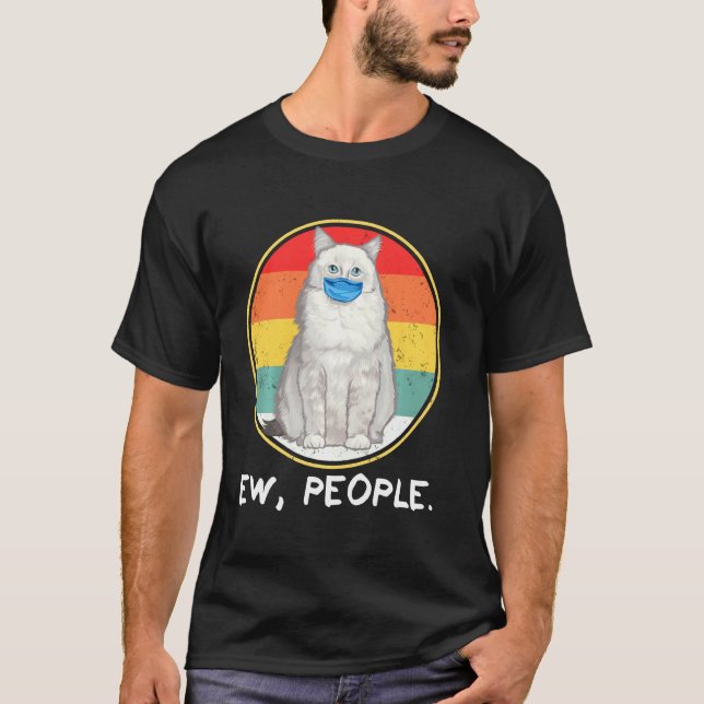 Vintage Ragdoll Ew People Cat Tragemaske T-Shirt (Vorderseite)
