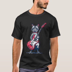 Vintage Ragdoll-Katze spielt Gitarre Lustige Haust T-Shirt