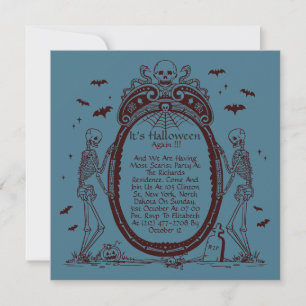 Vintage-Rahmen Blau Halloween-Party Einladung
