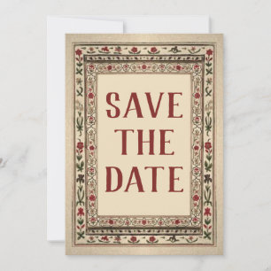 Vintage Rahmen Ethnic Motif Wedding Save The Date