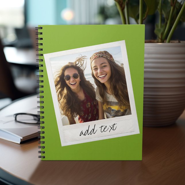 Vintage Rahmen-Foto-grün Notizblock (Personalized notebook - add photos and your name or other text)