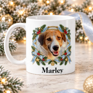 Vintage-Rahmen-Foto von Hund oder Katze zu Weihnac Kaffeetasse