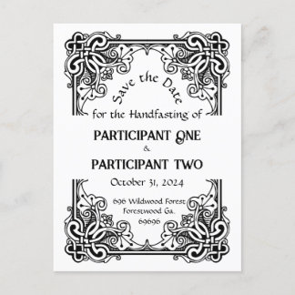 Vintage-Rahmen-Handfasting-Flach-Save-the-Date-Kar Ankündigungspostkarte