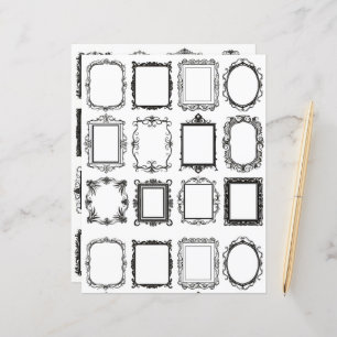 Vintage Rahmen Line Art Collage Scrapbook Paper