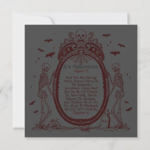 Vintage-Rahmen Schwarze Halloween-Party Einladung