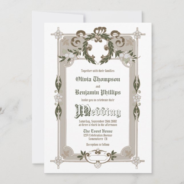 Vintage RahmenWedding Einladung (Vorderseite)