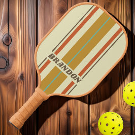 Vintage Rainbow-Board-Streifen mit Namen Pickleball Schläger