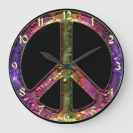 Vintage Rainbow Metallic Peace Sign Clock Große Wanduhr