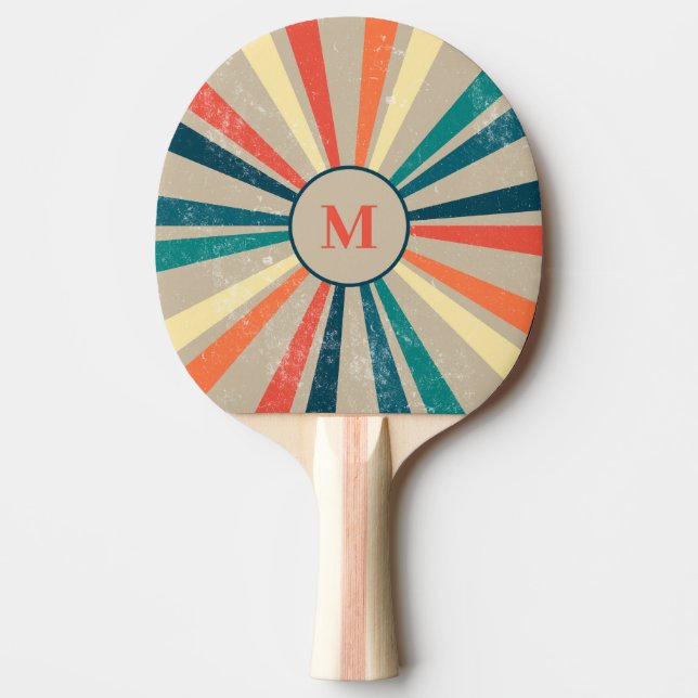 Vintage Rainbow Monogram Tischtennis Schläger (Vorderseite)