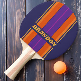 Vintage Rainbow-Tafel Streifen mit Namen Tischtennis Schläger