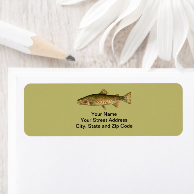 Vintage Rainbow Trout Dark Khaki Etikett (Insitu)