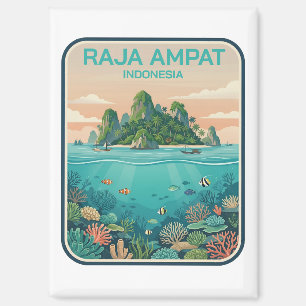 Vintage Raja Ampat Indonesien Korallenriff Tauchku Magnet