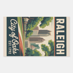 Vintage-Raleigh-North-Carolina-Retro-Reiseplakat Rechteckiger Aufkleber