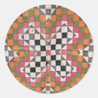 Vintage-Ralli-Quilt Orange Runder Aufkleber