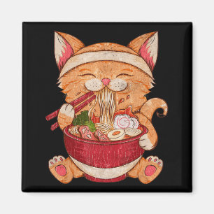 Vintage Ramen Katze Japanisches Essen Kawaii Anime Magnet