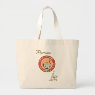 Vintage Ramen Life Japanese Noodle Soup Jumbo Stoffbeutel