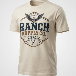 Vintage Ranch Supply Co USA Longhorn Adler T-Shirt