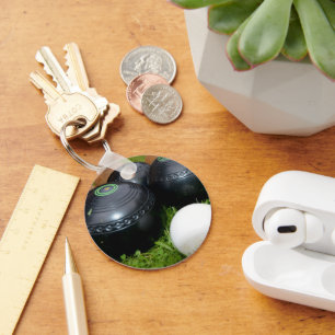 Vintage Rasenbowle und Jack, Schlüsselring Schlüsselanhänger