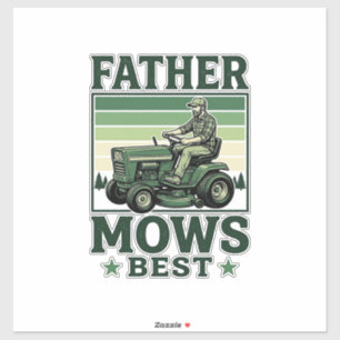 Vintage-Rasenmäher-Shirt-Design 'Father Mows Best' Aufkleber