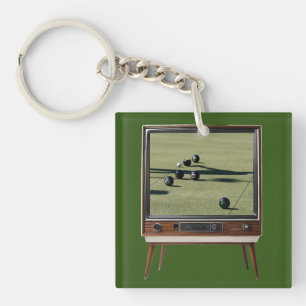 Vintage Rasenschalen im analogen Fernsehen, Schlüsselanhänger