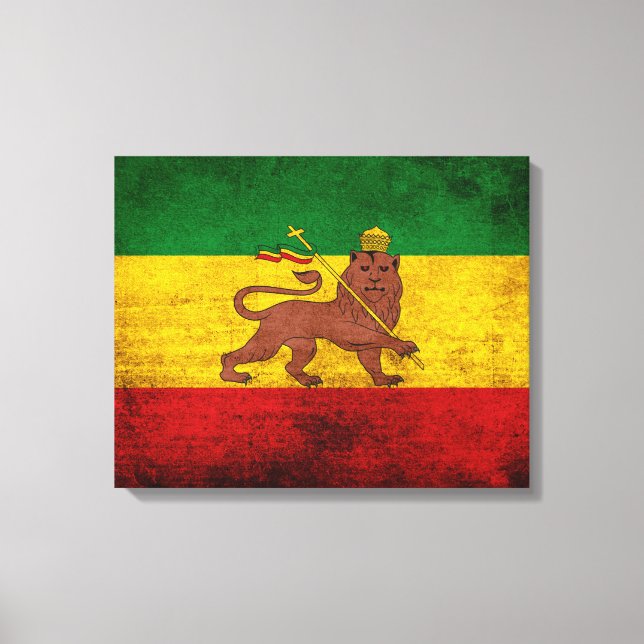 Vintage Rastafarian Flag Leinwanddruck (Vorderseite)