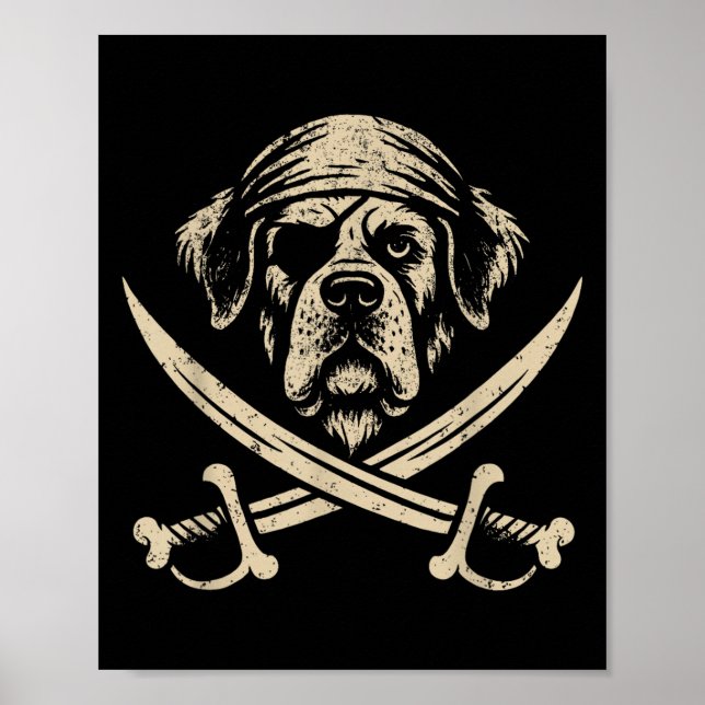 Vintage Rate Saint Bernard Crossbones Dog Lover Poster (Vorne)