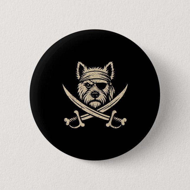 Vintage Rate West Highland White Terrier Crossbone Button (Vorderseite)