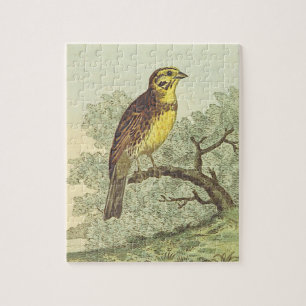 Vintage-Rätsel mit Vogel auf einem Ast Puzzle