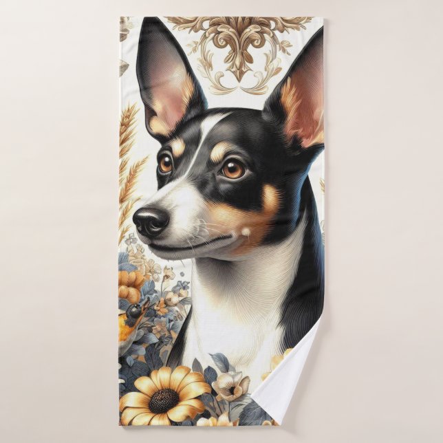 Vintage Ratte Terrier Illustration Badehandtuch (Badehandtuch)
