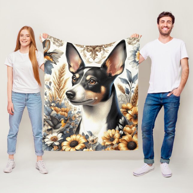 Vintage Ratte Terrier Illustration Fleecedecke (Beispiel)