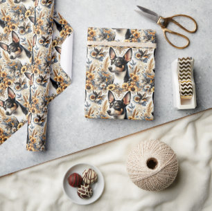 Vintage Ratte Terrier Illustration Geschenkpapier