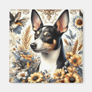 Vintage Ratte Terrier Illustration Magnet