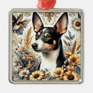 Vintage Ratte Terrier Illustration Ornament Aus Metall