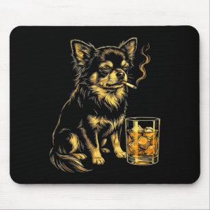 Vintage rauchender Chihuahua lustiger Hund Meme Gr Mousepad