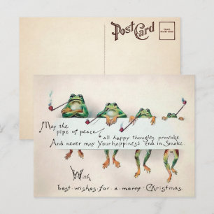 Vintage-Raucherfrösche-Weihnachtspostkarte Postkarte
