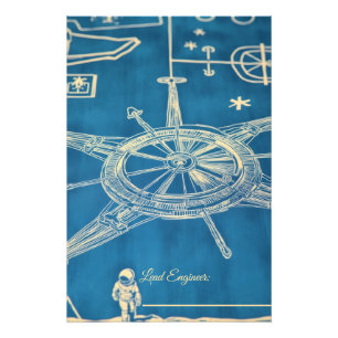 Vintage-Raumfahrt-Mondbasis-Blueprint - Retro-Sci- Fotodruck