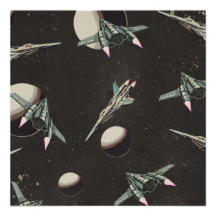vintage Raumschiffmuster Poster