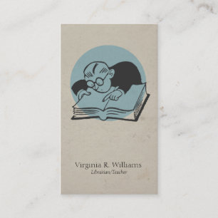 Vintage Read Books Illustration Rosa Retro Kreis Visitenkarte