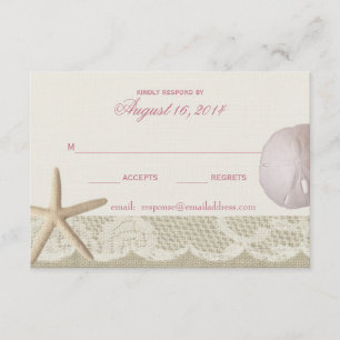 Vintage Reaktion von Elfenbein und Rosa RSVP Karte