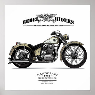 Vintage Rebellenträger Chopper Motorrad Poster