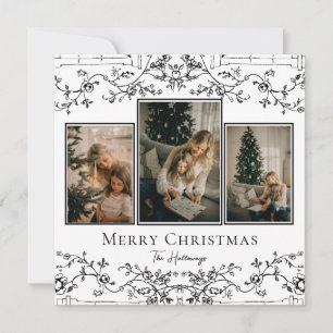 Vintage Reben Einzigartige 3-Foto-Ferienkarte Feiertagskarte