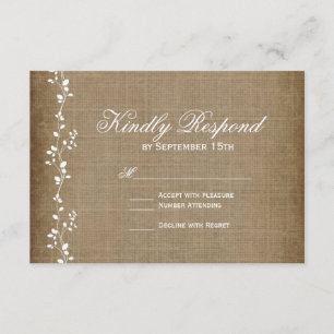 Vintage Reben Rustikale Hochzeitskarten RSVP Karte