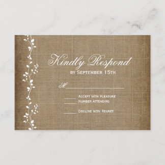 Vintage Reben Rustikale Hochzeitskarten RSVP Karte