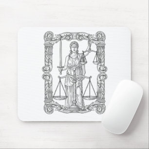 Vintage Recht und Justiz Linienkunst Rechtsprofi Mousepad